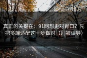 真正的关键在：91网想更对胃口？先把多端适配这一步做对（别被误导）