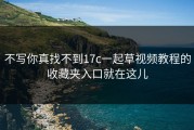 不写你真找不到17c一起草视频教程的收藏夹入口就在这儿