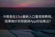 今晚我在17cc最新入口看视频教程，结果微妙到想删掉App你站哪边？