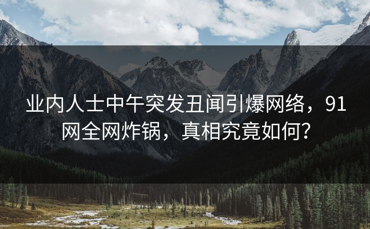 业内人士中午突发丑闻引爆网络，91网全网炸锅，真相究竟如何？