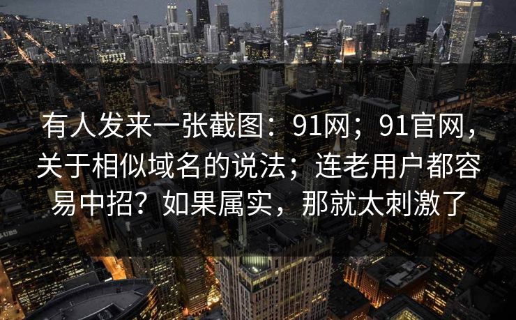 有人发来一张截图：91网；91官网，关于相似域名的说法；连老用户都容易中招？如果属实，那就太刺激了