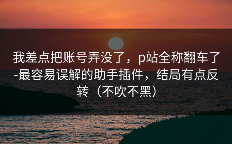我差点把账号弄没了，p站全称翻车了-最容易误解的助手插件，结局有点反转（不吹不黑）