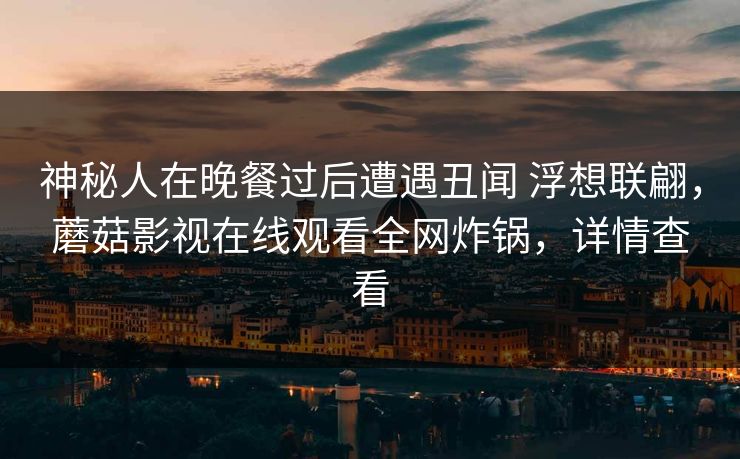 神秘人在晚餐过后遭遇丑闻 浮想联翩，蘑菇影视在线观看全网炸锅，详情查看